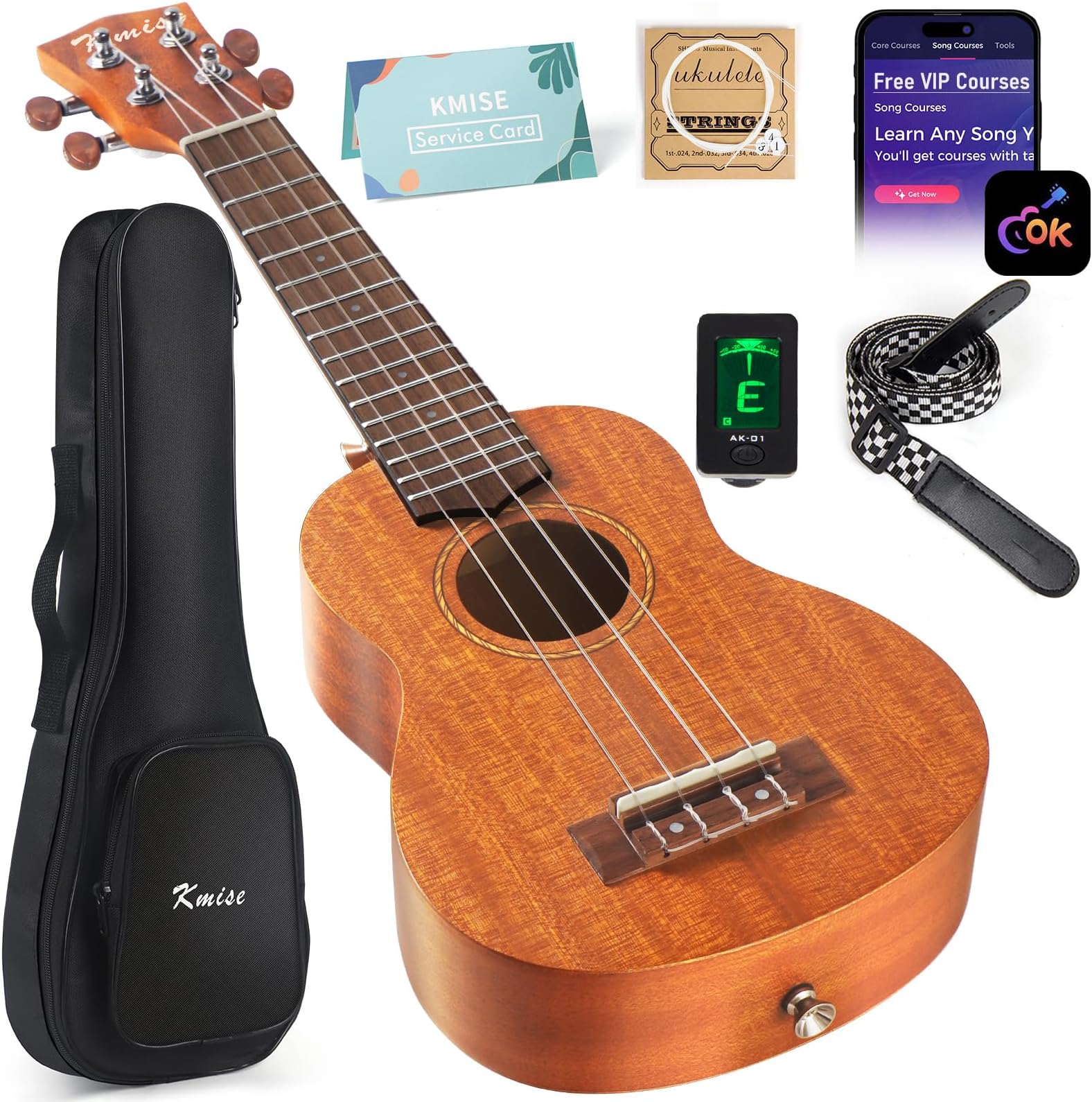 Ukulele Ukelele Kit for Beginner (21‘’ Soprano, Left-handed)