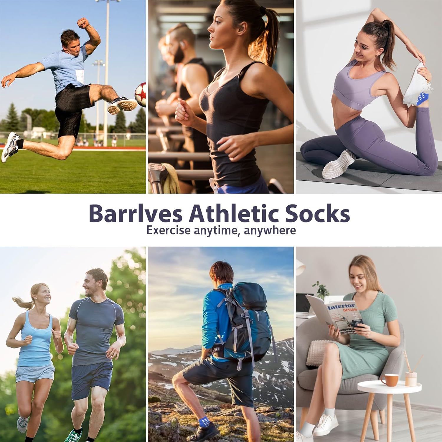 6 Pairs Grip Soccer Socks Colorful Non Slip Sports Football Basketball Hospital Yoga Socks for Men Women - Image 6