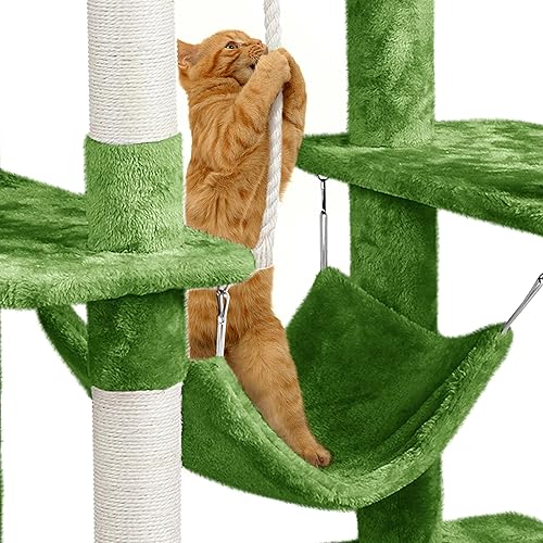 Miniatura 47 de Topeakmart Árbol para gatos de 63 pulgadas, mueble grande de torre para gatos con condominio para gatos, plataforma acolchada y poste rascador