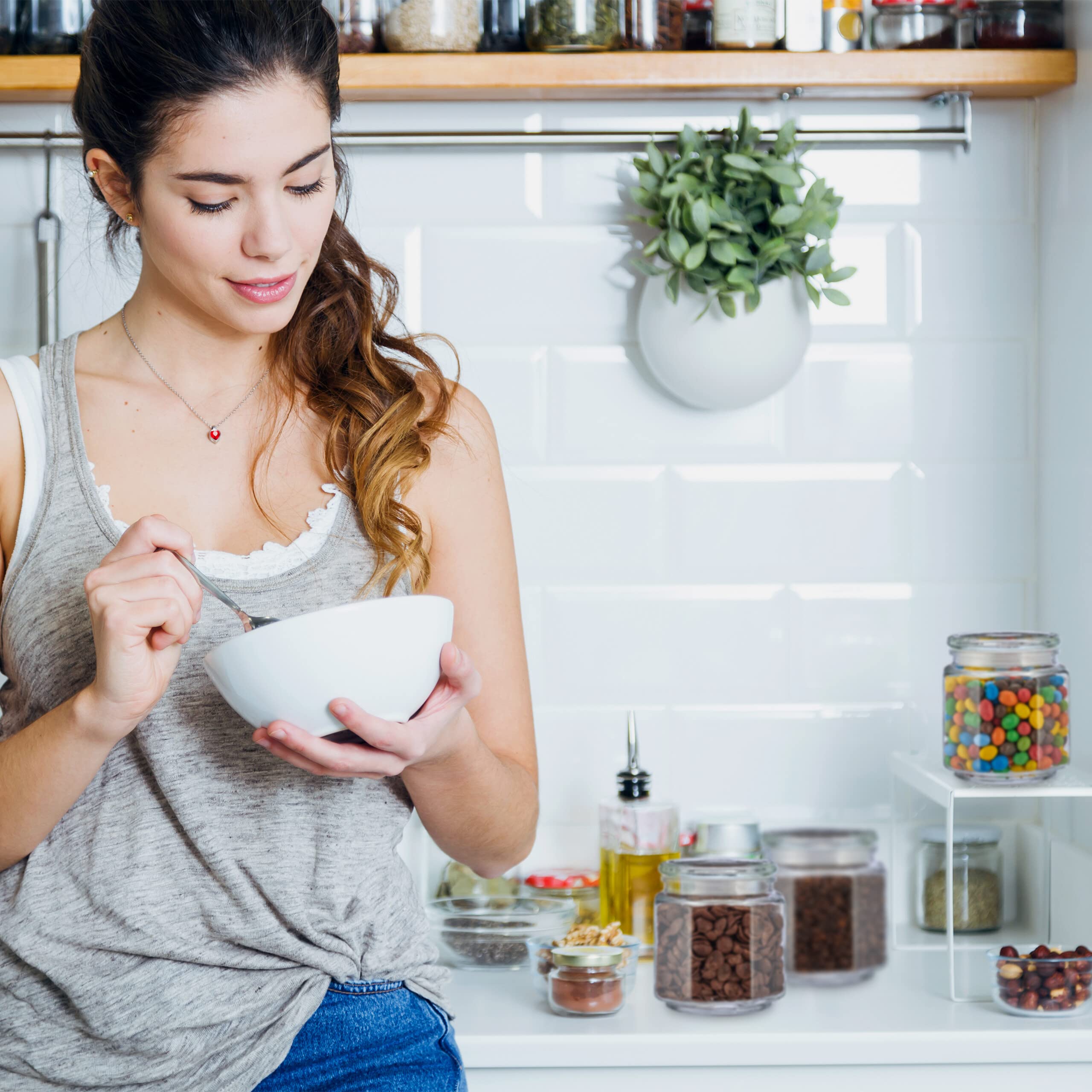 Relaxdays Set da 6 Barattoli per Alimenti, Coperchio in Vetro, Recipienti Ottagonali 1,3 l, Conserve Cucina, Trasparente