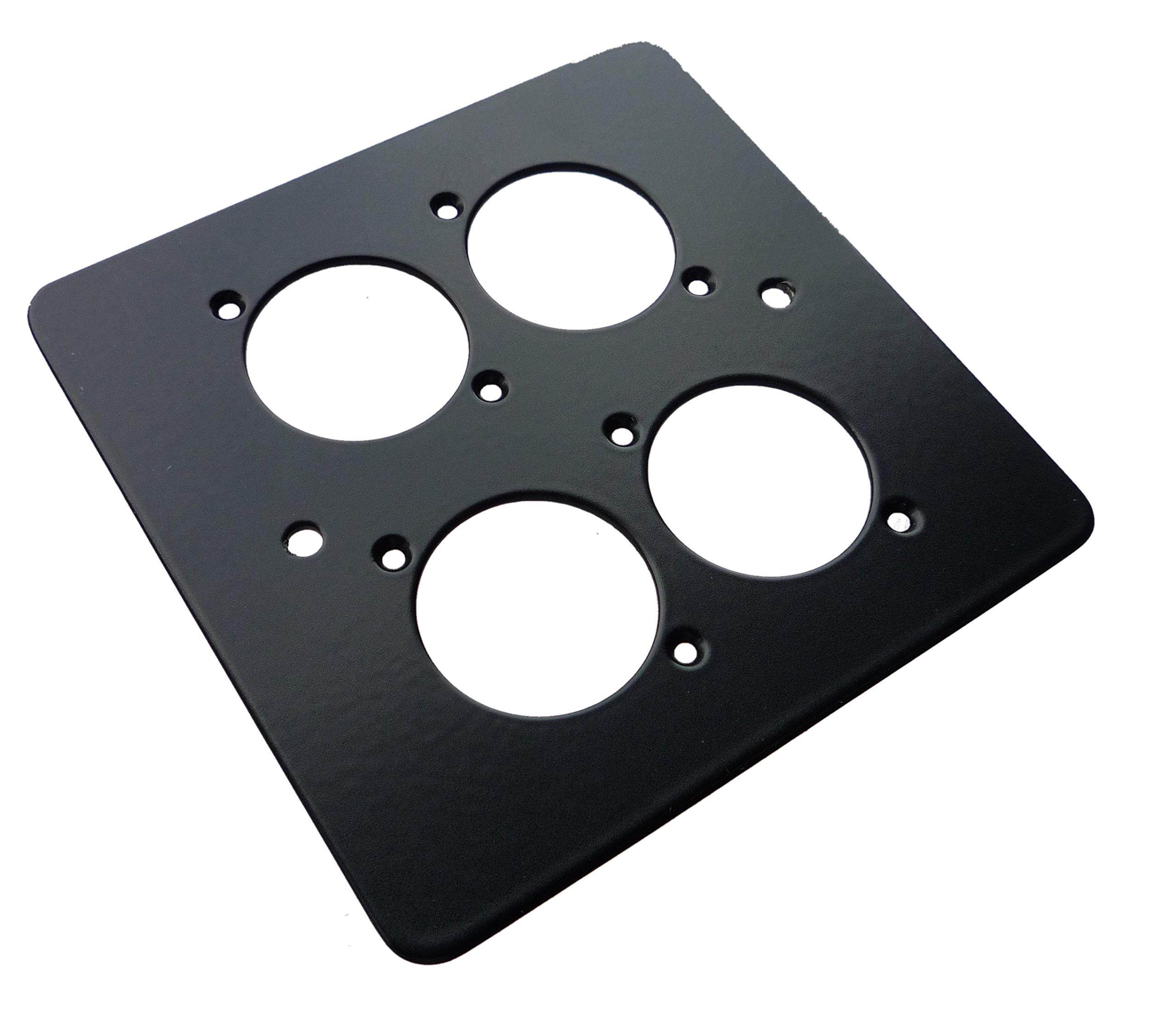 4 Way XLR Black Single Gang Face Plate Steel [PC]