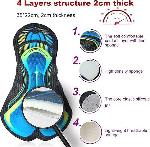 Miniatura 7 de Darevie Mallas de ciclismo para hombre, almohadilla de gel 3D para primavera y verano, pantalones de ciclismo de compresión, mallas de ciclismo