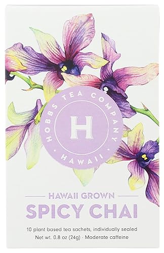 HOBBS TEA Té Chai picante cultivado en Hawaii, 10 CT