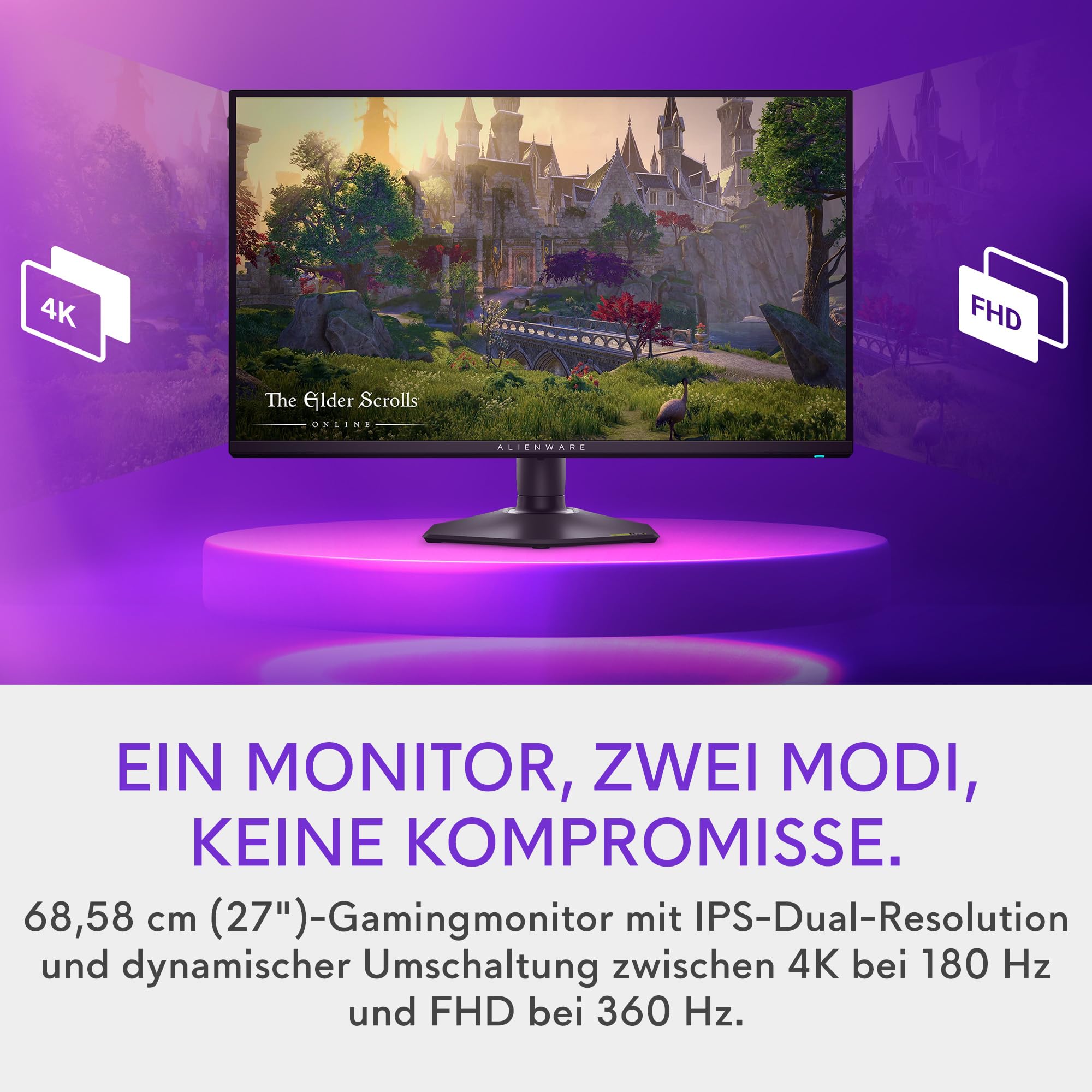 Alienware AW2725QF 27 Zoll 4K UHD (3840x2160) Gaming Monitor, 360Hz, Fast IPS, 0.5ms, NVIDIA G-SYNC Kompatibel, 95% DCI-P3, HDR600, Dolby Vision, USB-C, DisplayPort, 2X HDMI, 4X USB, 3 Jahre Garantie