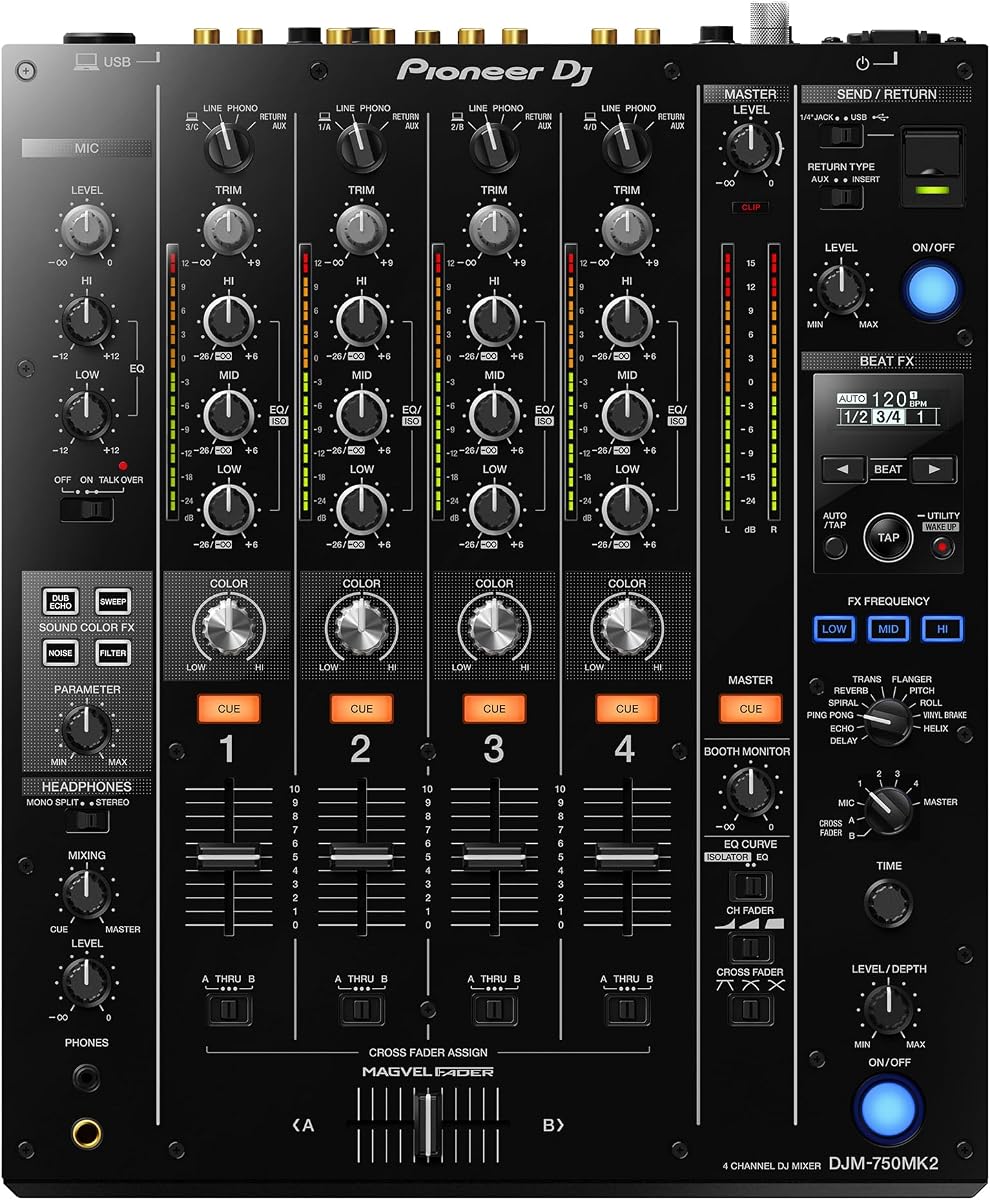 DJM-750MK2 Mezclador de DJ de 4 canales, Beat FX, DVS, rekordbox