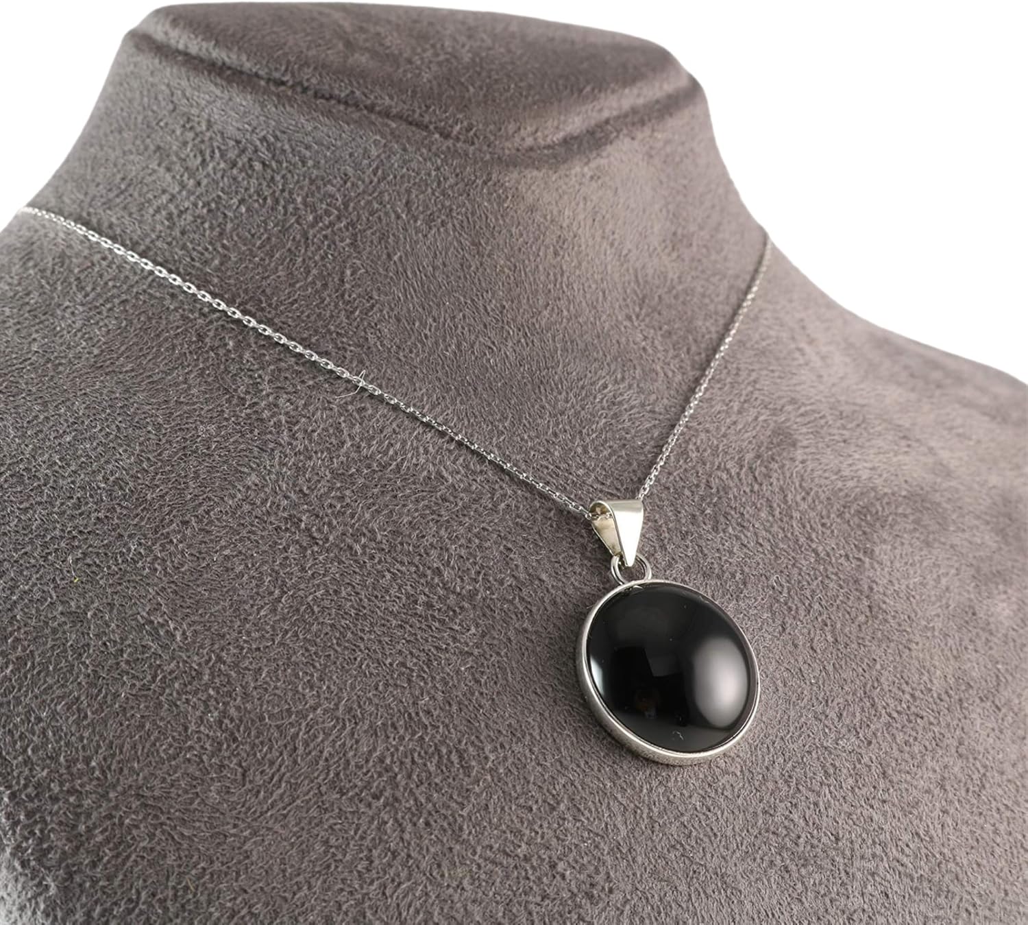 Solid Sterling Silver 925 Round Gemstone Handmade Pendant Necklace with Silver Chain for Women & Men - Image 6