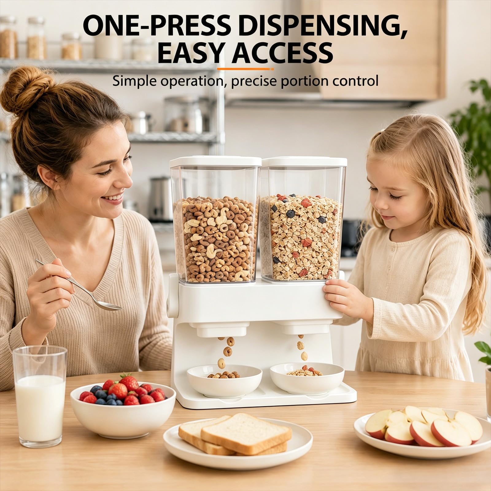Müslispender 2er Pack, Doppelte 3L Luftdichte Müsli-Speicherkiste, Große Kapazität Cereal Dispenser, Ideal Für Süßigkeiten, Nüsse, Müsli, Kaffeebohnen