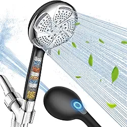 FEELSO Chuveiro filtrado com portátil, chuveiro de alta pressão com 7 sprays com filtros para água dura - remove cloro, reduz a coceira seca na pele, bocais antientupimento, lavagem elétrica para