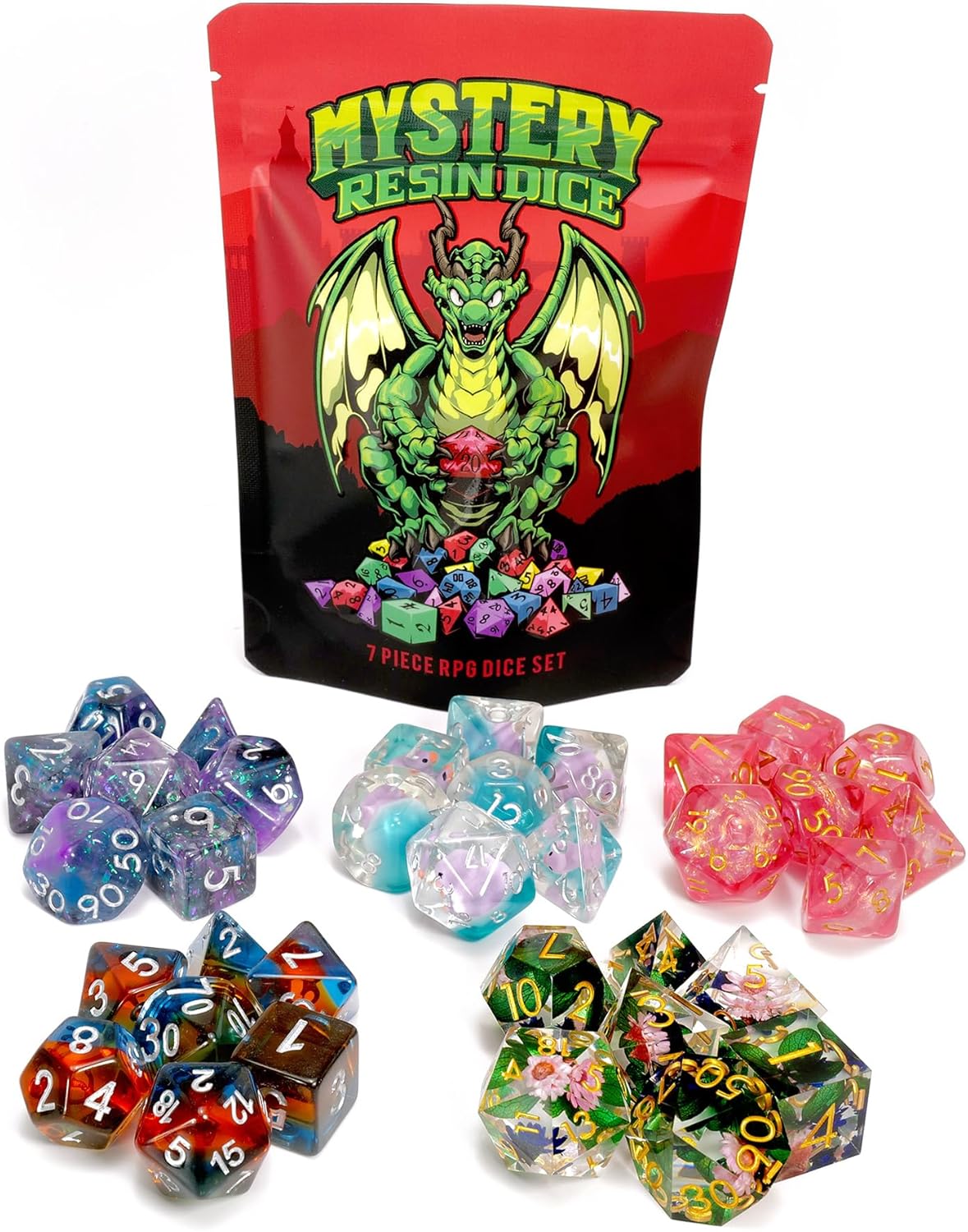 Dice Market Mystery Resin 7pc Dice Set - RPG Dice Set
