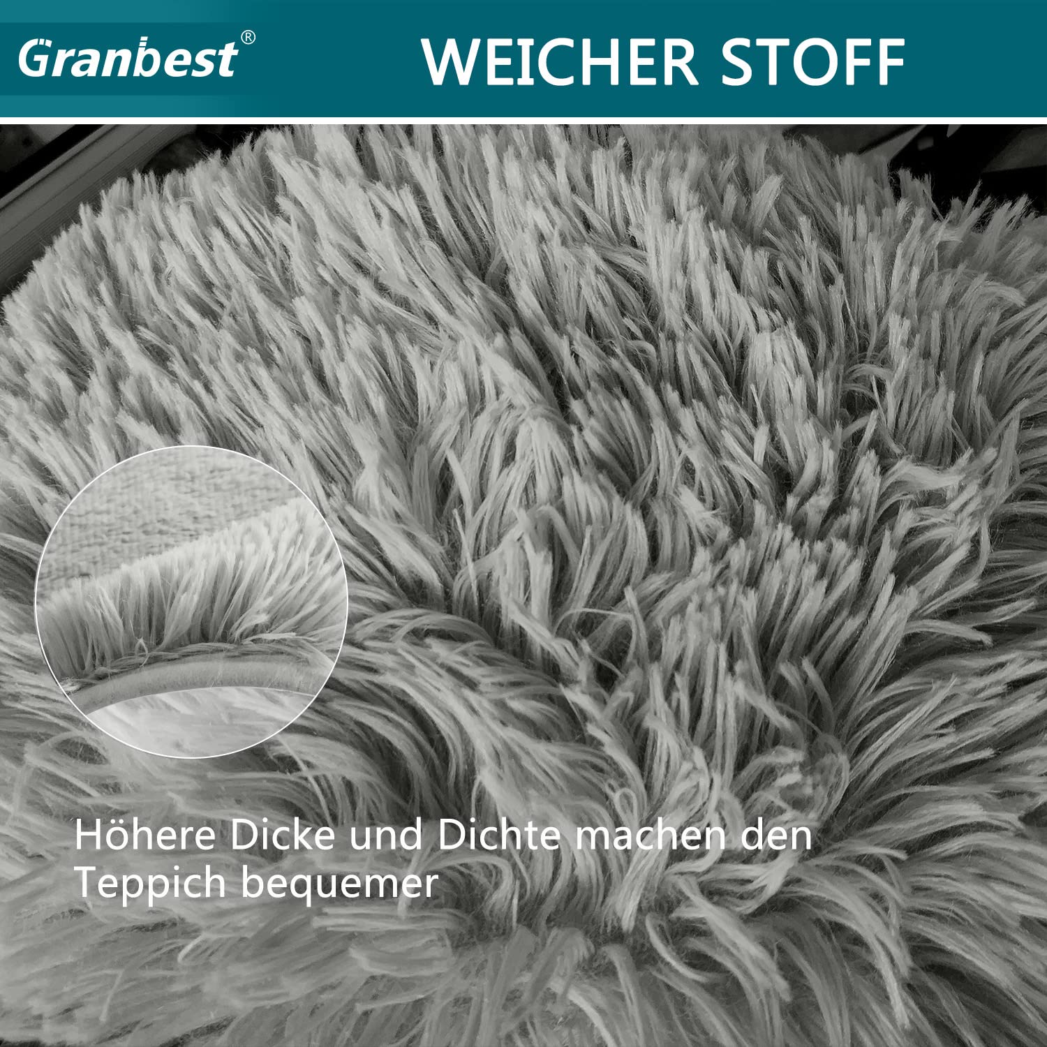 Granbest Alfombra Shaggy de pelo largo para salón, moderna, mullida, de pelo corto, antideslizante, para ancianos y niños (80 cm x 150 cm, gris claro)