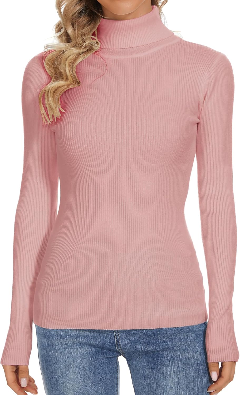 Turtleneck Sweaters for Women Ribbed Long Sleeve Pullover Sweater Slim Fit Jumpers Casual Trendy Knit Tops - Image 3