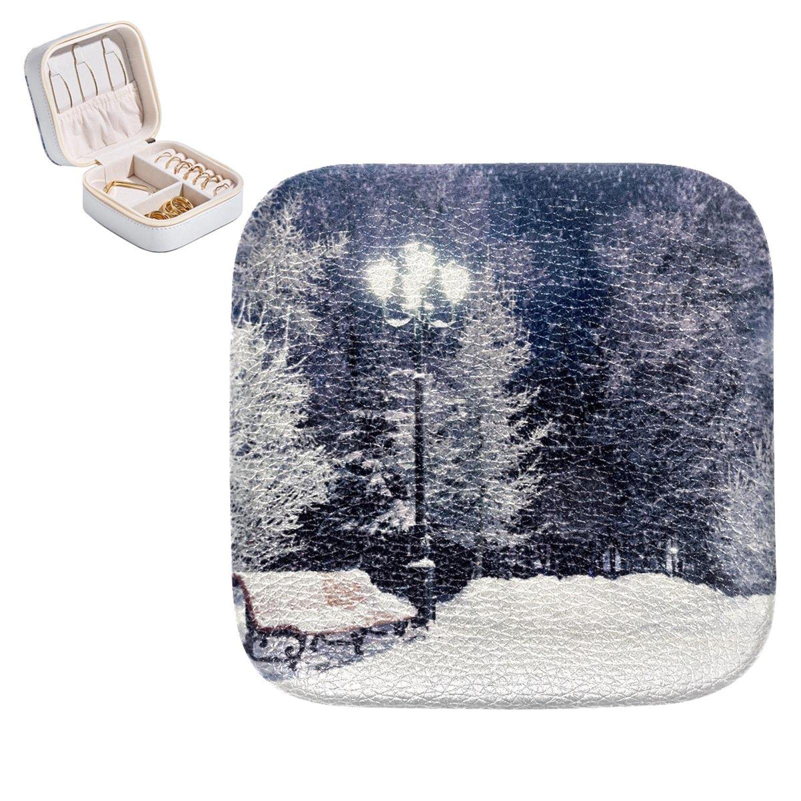 Boîte de rangement à bijoux cadeau idéal anniversaire cuir PU arbre à neige