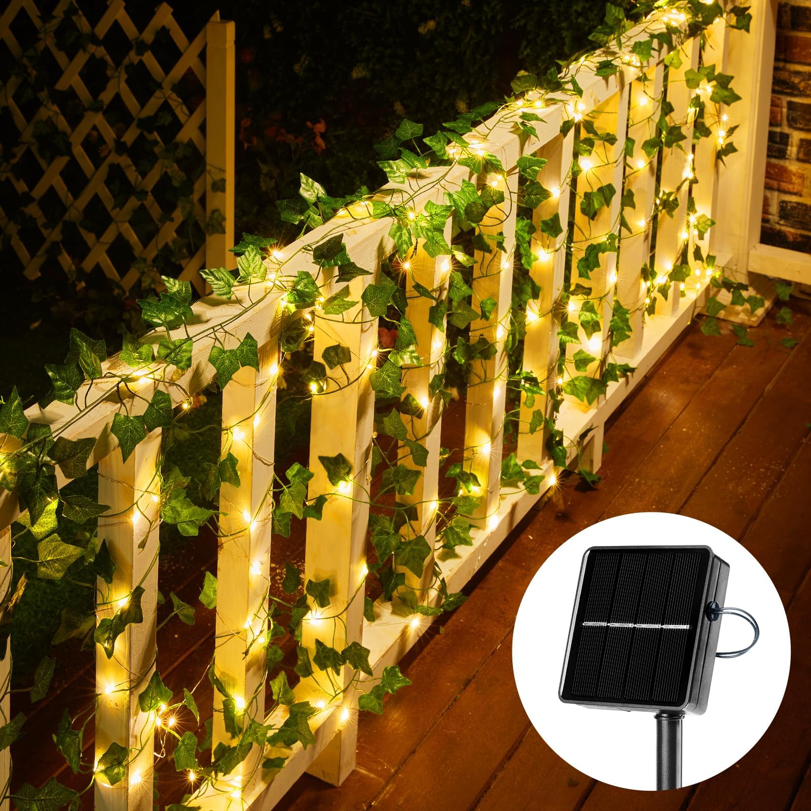 Brightown Solar Fairy Lights Outdoor, 40Ft Solar String Lights with Ivy, Solar Plant Vine Lights for Camping Outside Garden Yard Fence Wall