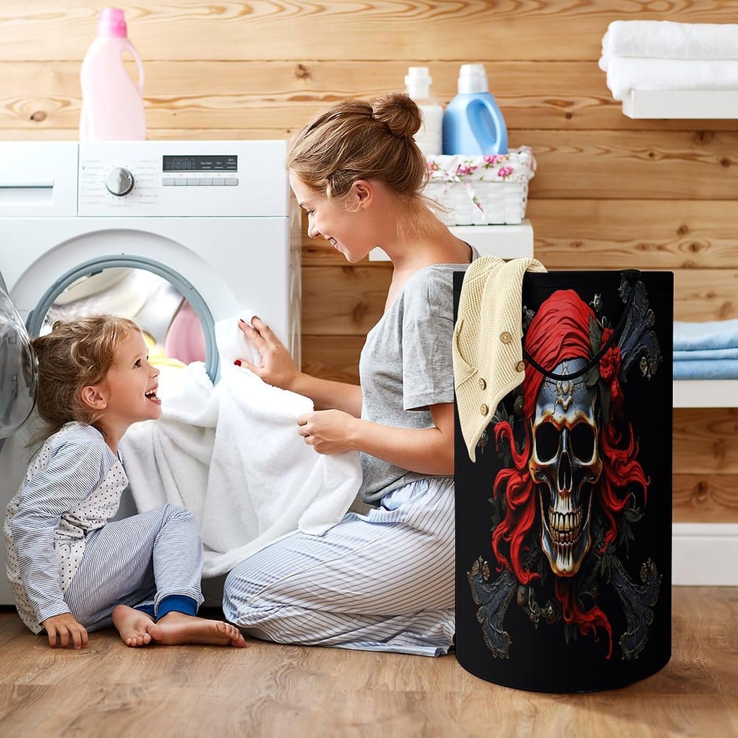 Pirate Skull Large Capacity Laundry Baskets,Collapsible Clothes Hamper with Handles，Laundry Hampers for Bathroom,Bedroom,Towels