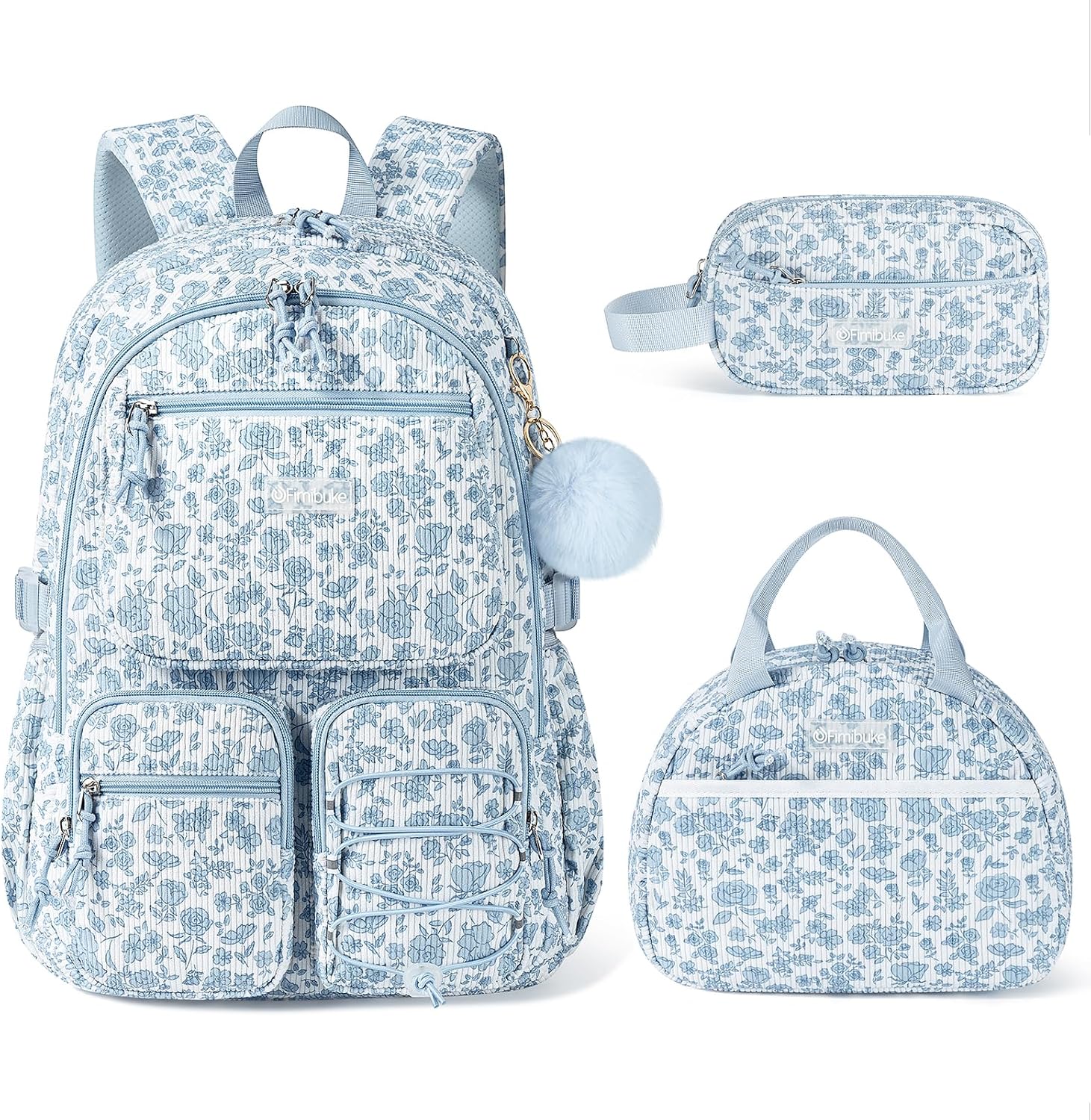 Fimibuke Corduroy Backpack Girls 3pcs Kids