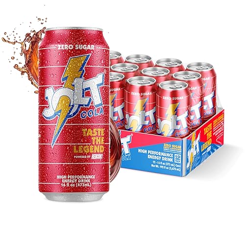 Redcon1 JOLT Cola Energy Drink – 200mg Caffeine, Zero Sugar, 16oz Can – Classic 80s Flavor, Nootropics, B-Vitamins, Metabolism Boost – Performance Energy Beverage (12 Pack) - Jolt Cola