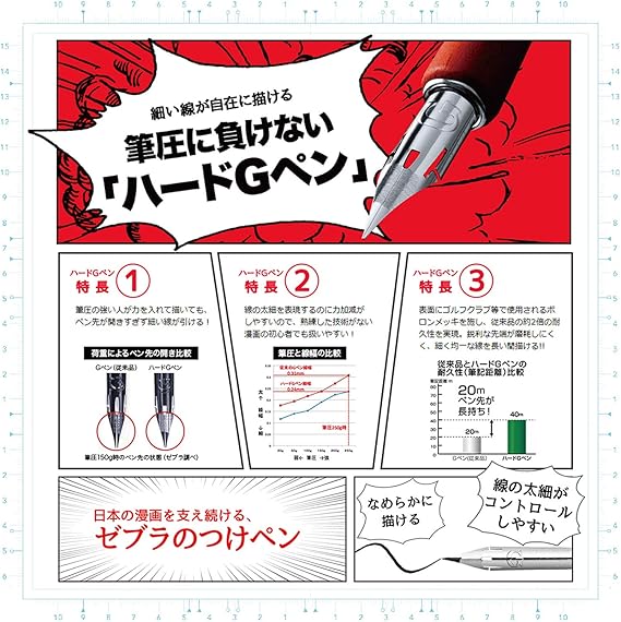 Amazon Com Zebra Comic Pen Nib Type Professional G Model Hard Type Chrome 10 Pack Pg 8b C K Office Products