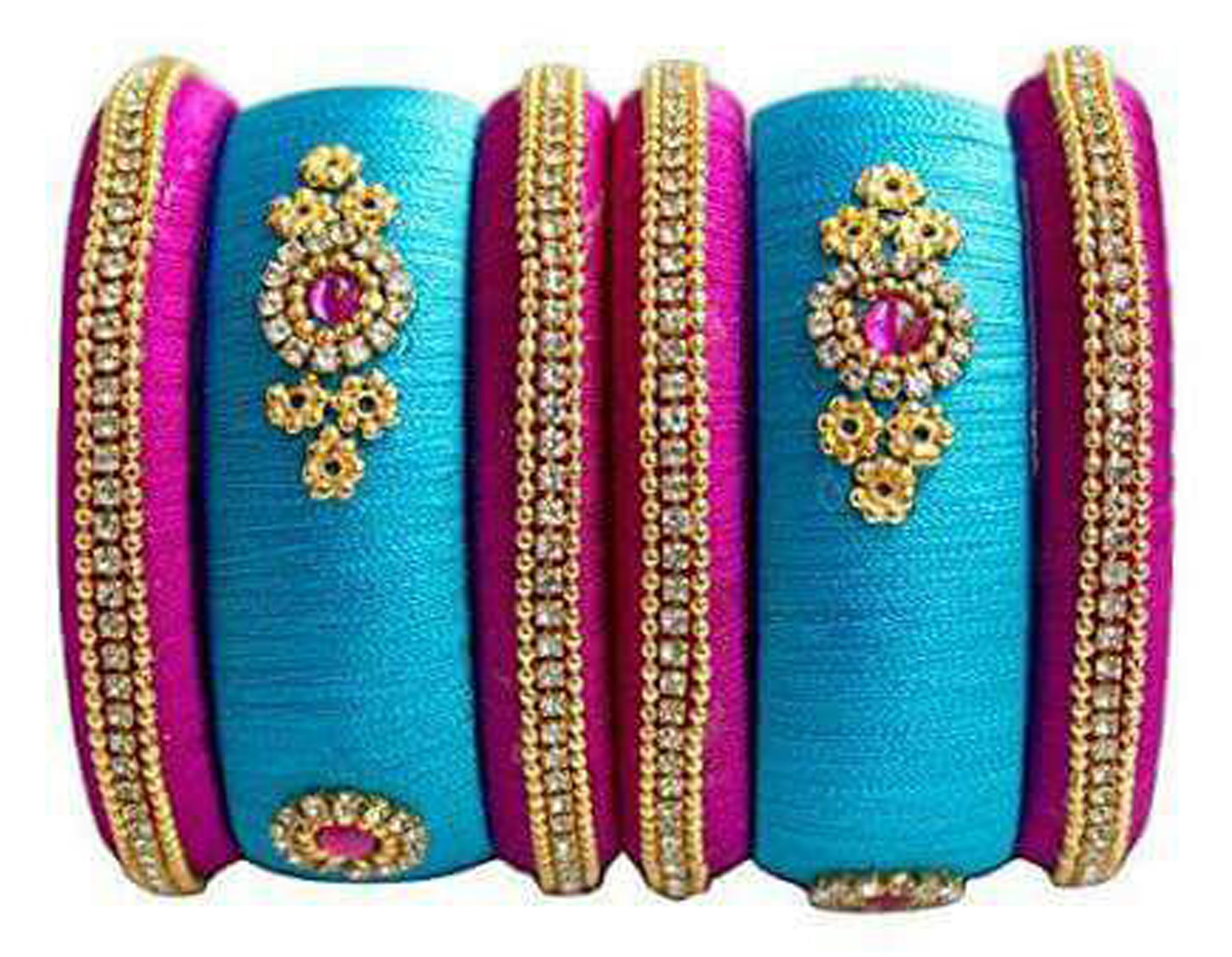 Silk Thread Bangle Set for Women (Size: 2.6, Silk Thread 1--2.6)