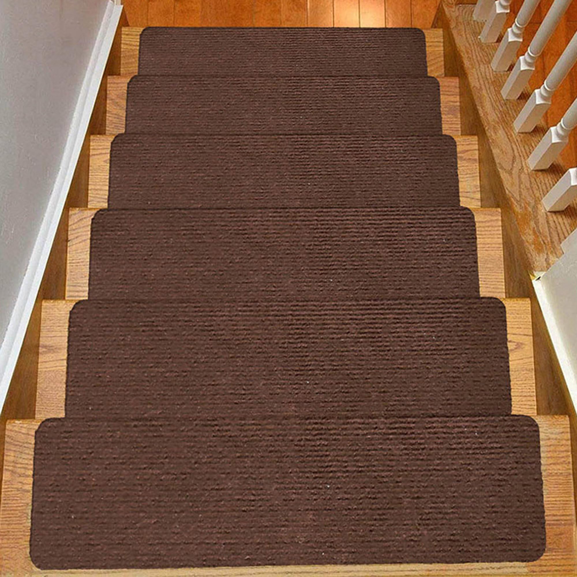Lot de 15 tapis de couloir d'intérieur autocollants, pour personnes âgées, enfants et chiens, tapis de protection antidérapant pour décoration d'escalier de la maison (70 x 20 cm, café)