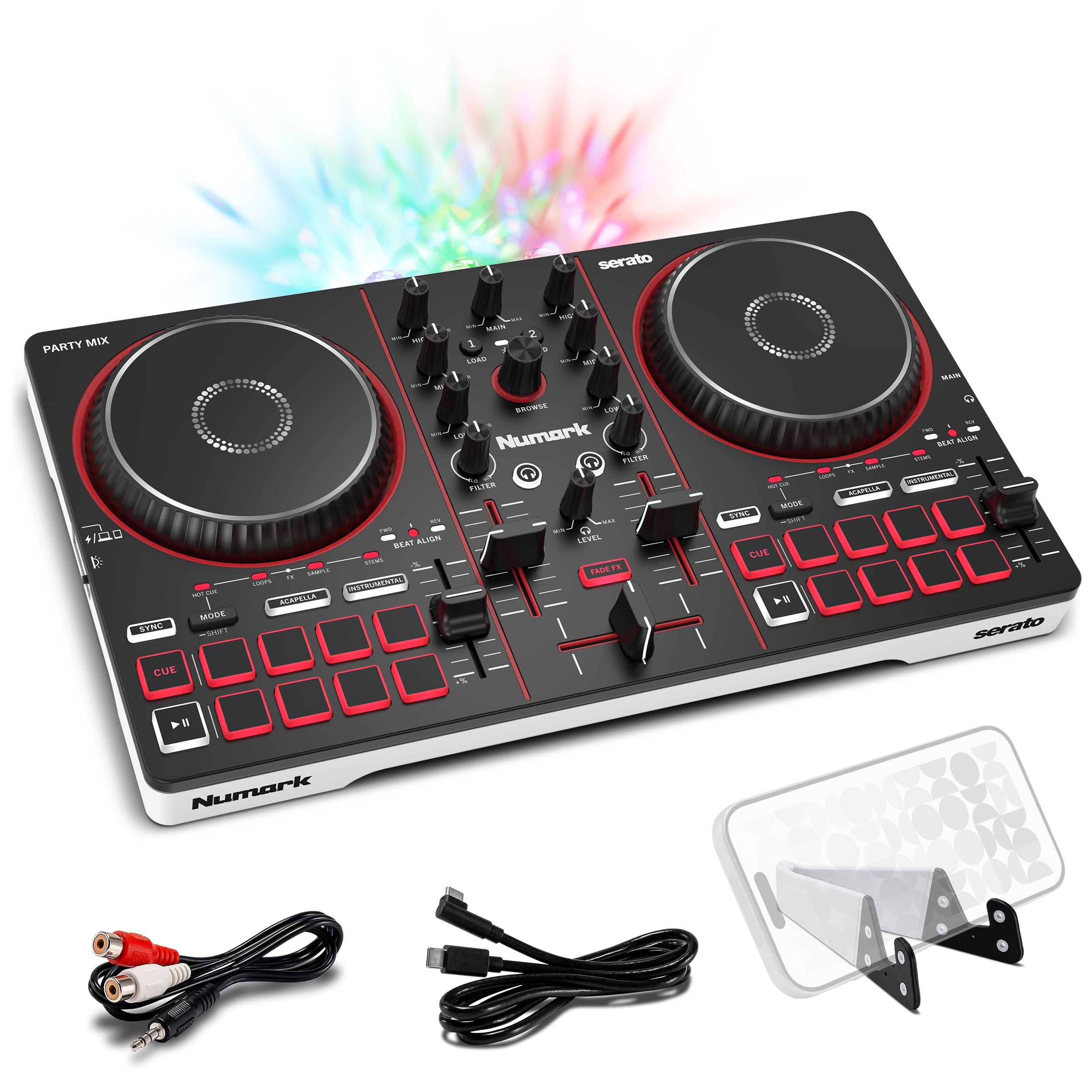 Numark Party Mix III Contrôleur DJ Bluetooth à Lumières Intégrées