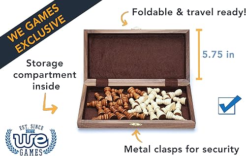 Miniatura 4 de Piezas de ajedrez plegable de madera con bordes biselados,11.5 pulgadas, tablero de nogal