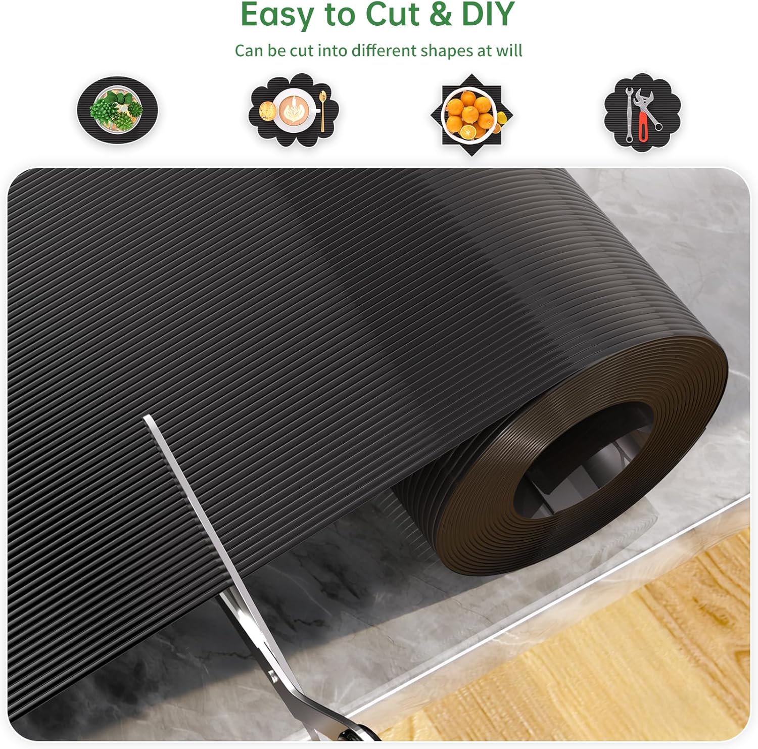 Shelf and Drawer Liner for Kitchen Cabinet, Non-Adhesive 24in x 360in Waterproof Durable Thickened EVA Material Easy-to-Cut Contact Paper Non Slip Mat for Refrigerator, Cupboard, Dresser