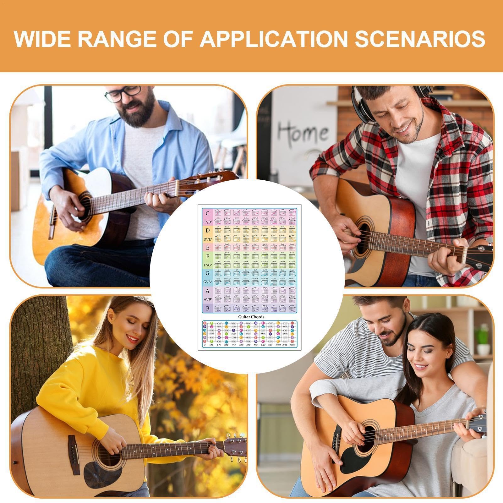 Cartel de acordes de guitarra, gráfico de acordes de guitarra | Gráficos y carteles educativos,Accesorios de guitarra y bajo, ayuda de aprendizaje visual de alta definición para principiantes