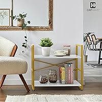 Vista 4 de CAPHAUS Estantería pequeña de 2 niveles, estante de pie de 24 pulgadas de ancho, organizador de almacenamiento de estantes, estantes industriales