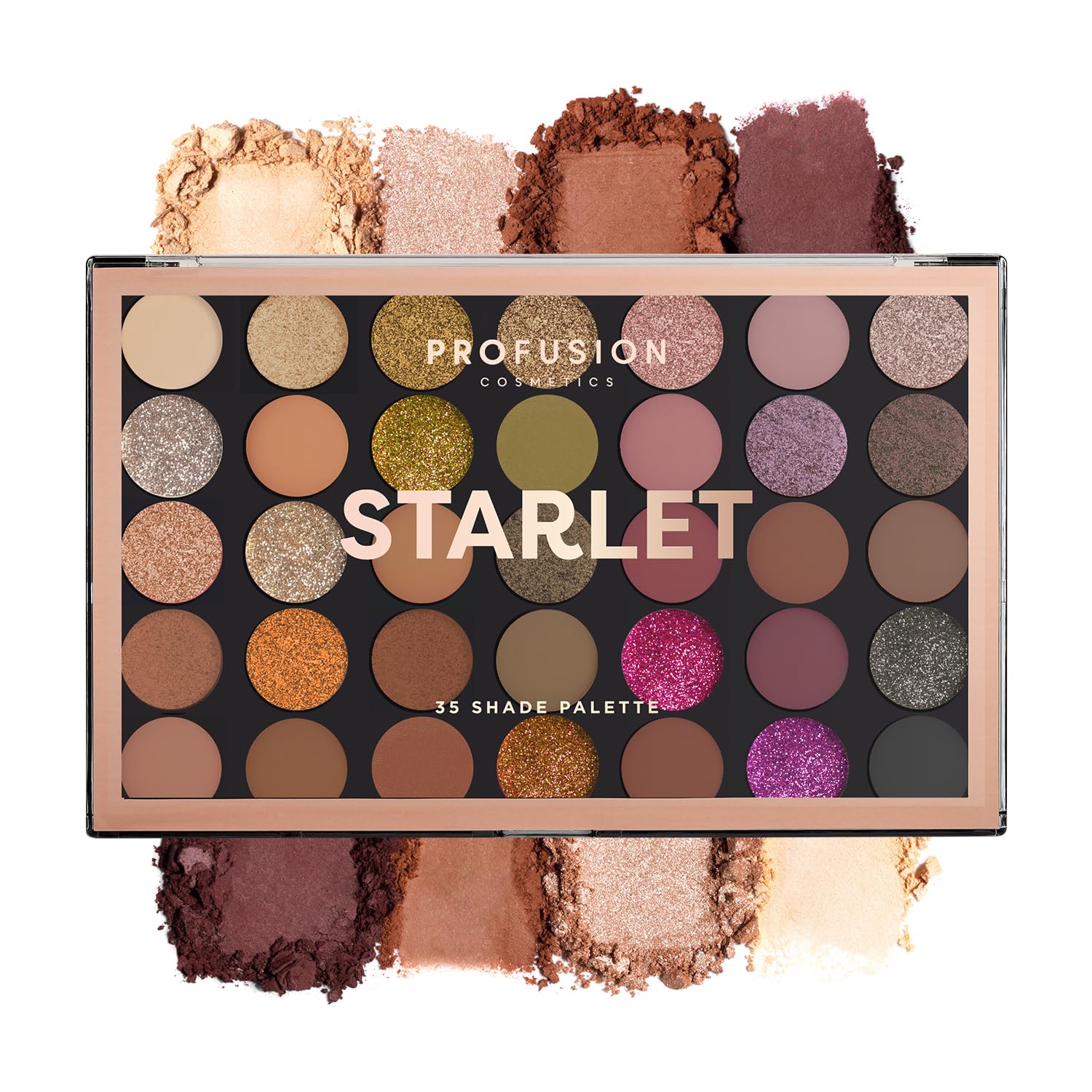 Profusion CosmeticsStarlet 35 Shade Master Eyeshadow Palette (golden neutrals to deep berries and glamorous glitter hues)