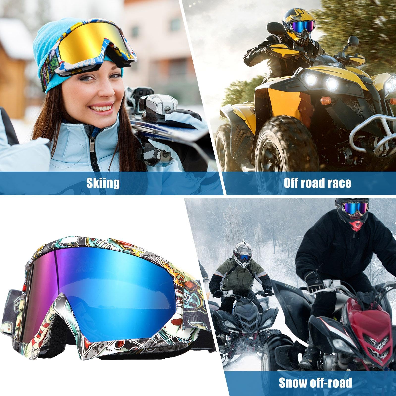 ATV-Schutzbrille für Erwachsene, Dirt-Bike-Schutzbrille, Anti-Beschlag, Motorrad, Ski, Motocross-Brille für Männer und Frauen, Reiten, Rennen, 2 Stück (klassisch)