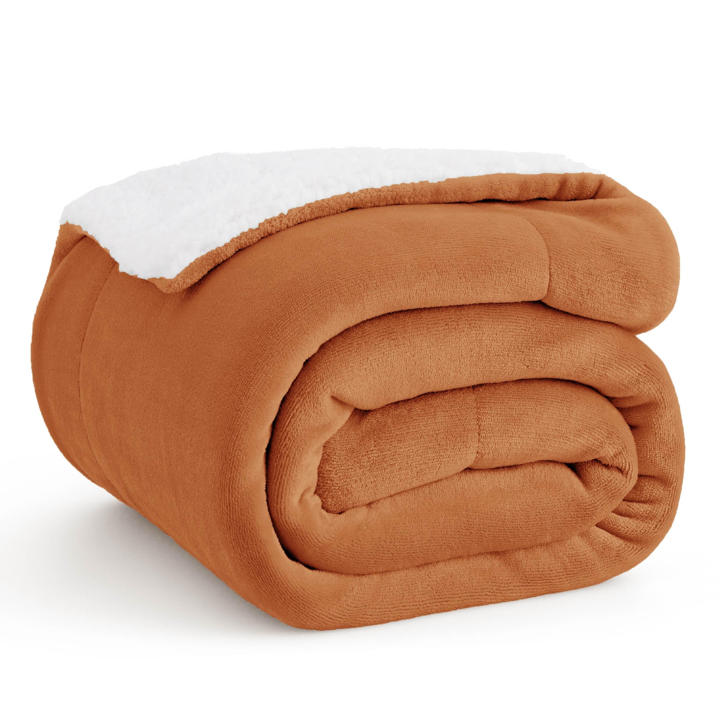 Bedsure GentleSoft Sherpa Fleece Twin Size Blanket for Couch, Non-Heated, Thick and Warm Throw for Women and Men, Soft Fuzzy Plush Fall Blanket, Burnt Orange, 60x80 Inches