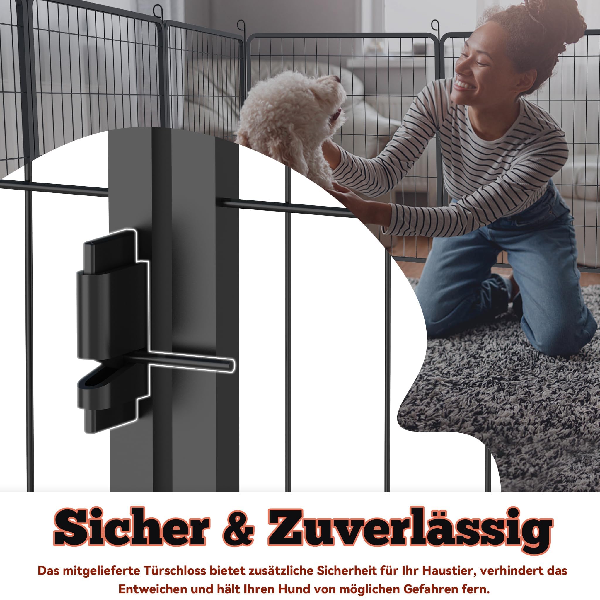 Froadp 12-TLG Welpenauslauf Hundezaun mit Tür Welpenlaufstall 80 x 80 cm Laufgitter Tierlaufstall Freigehege Gehege Welpenzaun Hundeauslauf Freilaufgehege Zaun Laufstall für Hund