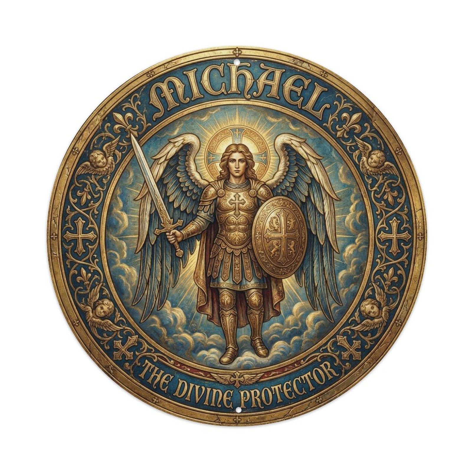 Defender St Michael Archangel The Divine Protector Metal Tin Sign