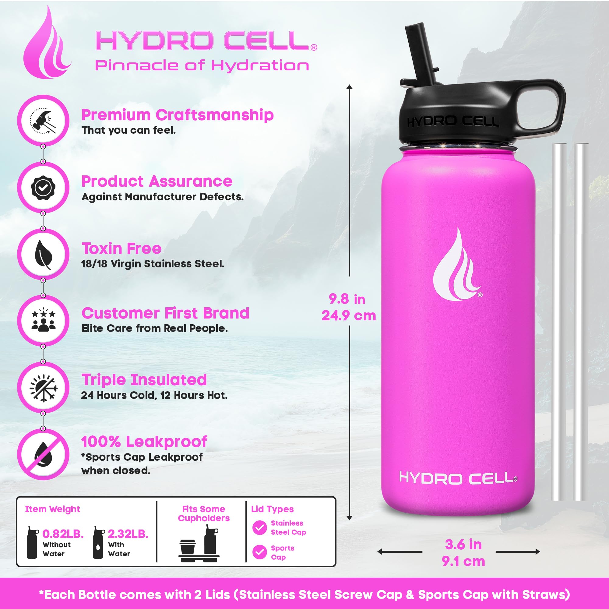 Amazon.com: HYDRO CELL Stainless Steel Insulated Water