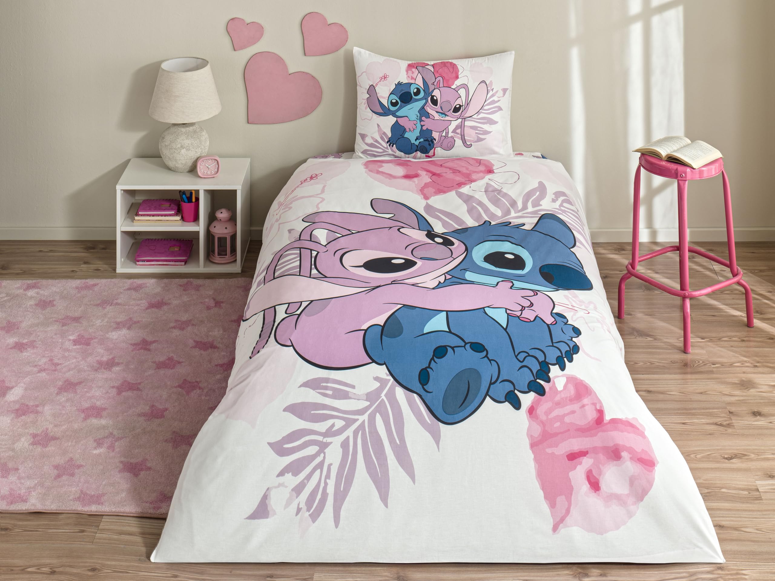 Taç Lisanslı Disney Lilo & Stitch Çizgi Film Karakteri Pamuk Nevresim Takımı, Çok Renkli, Tek Kişilik