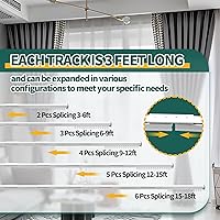 Vista 7 de Sistema de riel de cortina ajustable de 3 a 6 pies para montaje en techo/pared, juego de rieles de cortina con ganchos, diseño de aluminio