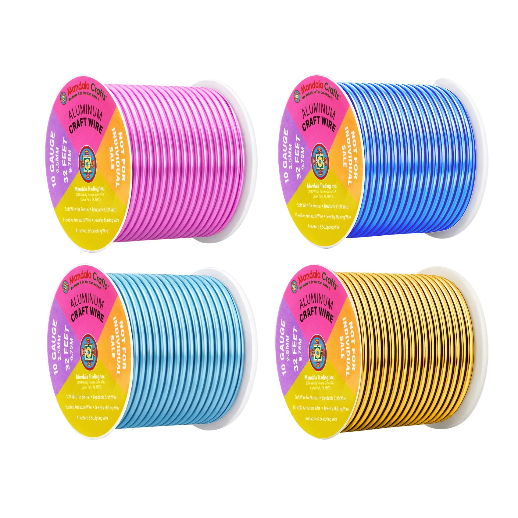 Mandala Crafts 10 Gauge Pastel Anodized Aluminum Craft Wire, 128 FT