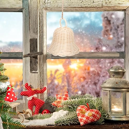 Miniatura 9 de Adorno de campana de Navidad, adornos de campana de mimbre hechos a mano, campanas tejidas a mano, adorno colgante de Navidad para decoración de