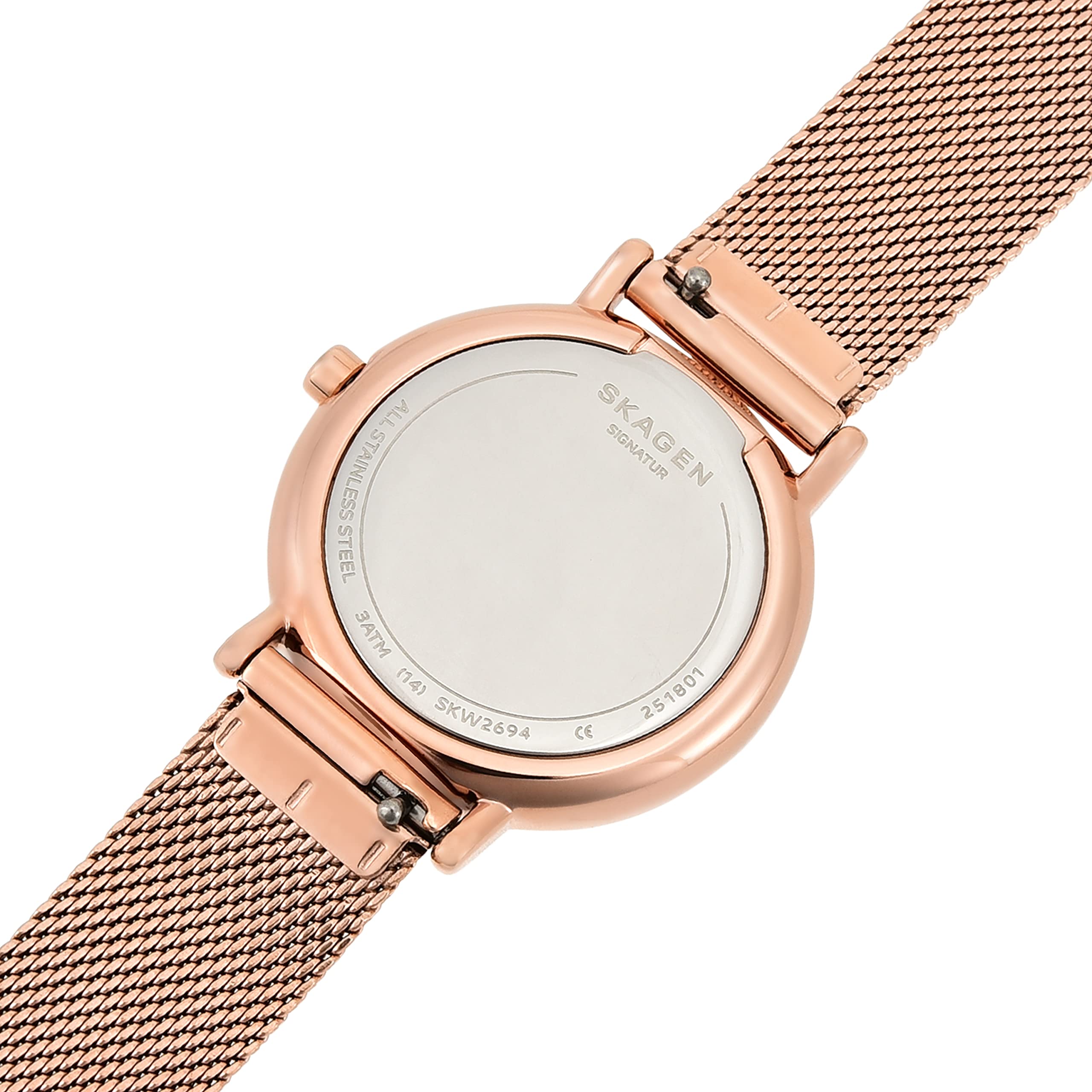 Skagen Women's Signatur Stainless Steel Japanese-Quartz Watch with Stainless-Steel Strap, Rose Gold, 14 (Model: SKW2694)