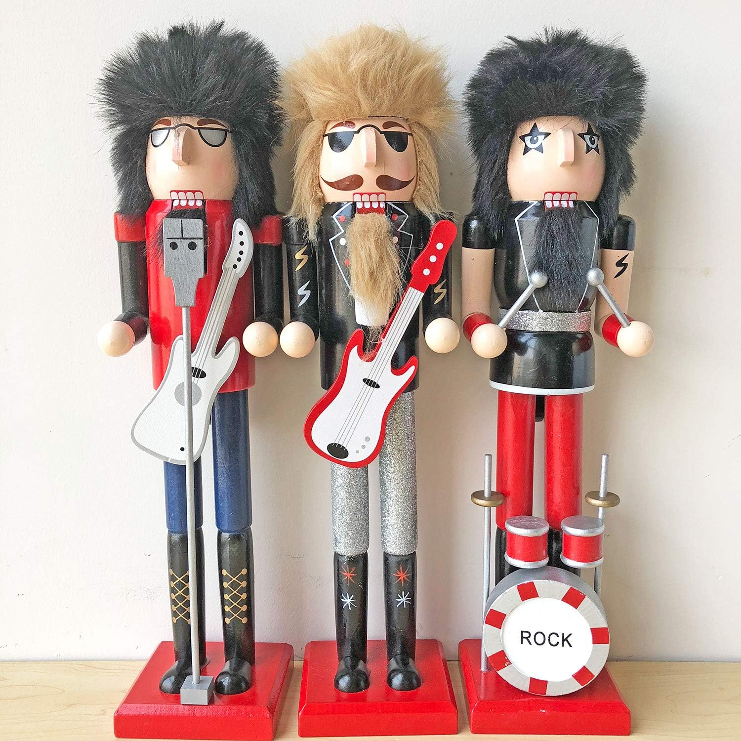 gelvs 1 Set Rock n'roll Nutcracker Musician Wooden Puppet