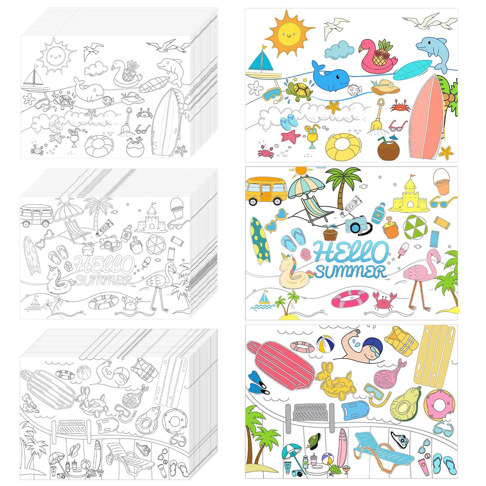 Sets de table de coloriage jetables pour occuper les enfants au repas