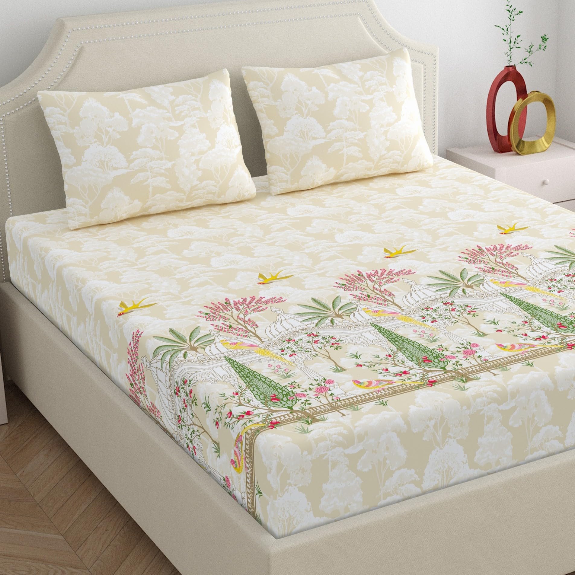 Home Ecstasy King Cotton Bedsheet Set - Light Blue -12