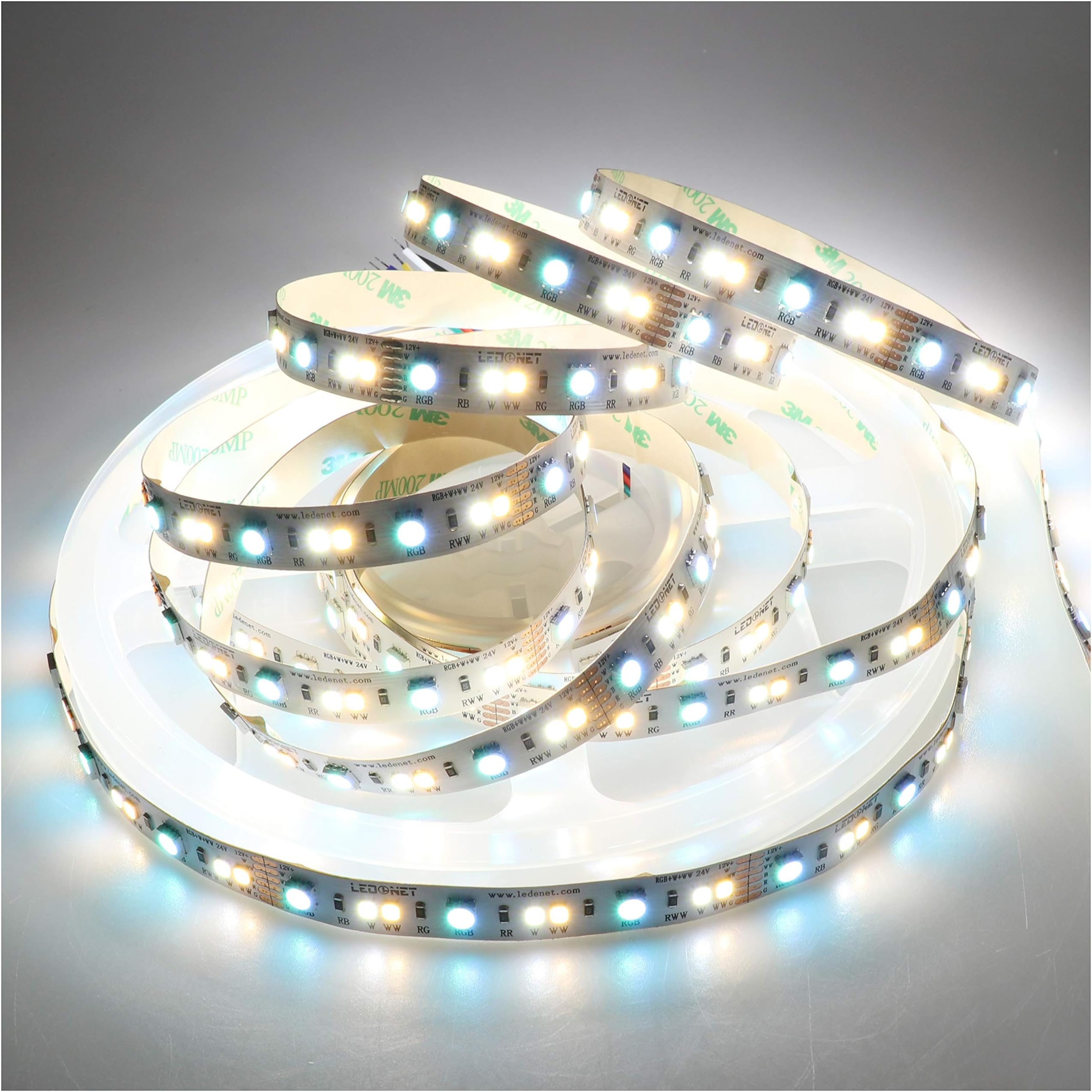 LEDENET® LED Strip Lights RGB+W+WW Flexible Full Color Changing Color Temperature Adjustable DC12V 5050 2835 540LEDs RGB-CCT LED Tape Ribbon Lamp 16.4ft Non-Waterproof for Bedroom Home Lighting