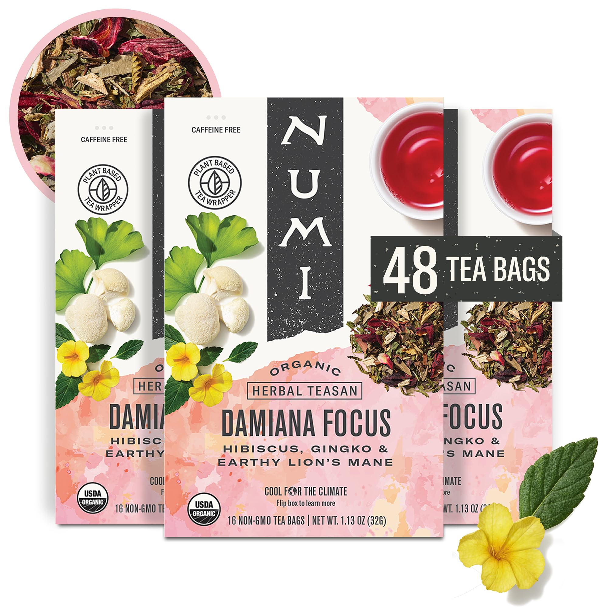 Amazon.com : Numi Organic Damiana Focus Tea, 48 Herbal Tea Bags