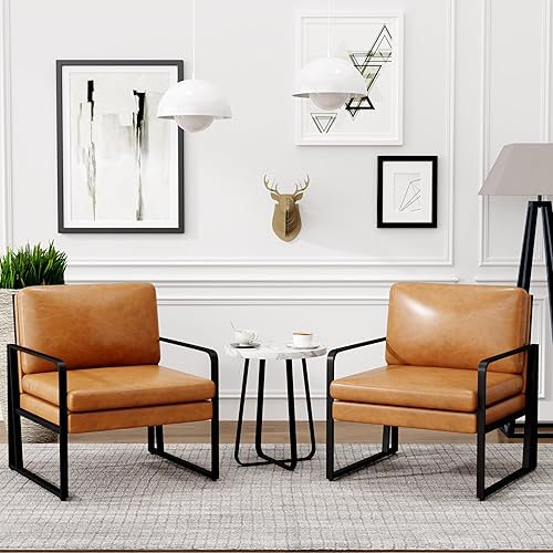 Miniatura 42 de ALISH Sillas decorativas, sillón tapizado, sillas modernas para sala de estar, sillón de lino, sillas laterales de lectura con patas de metal para