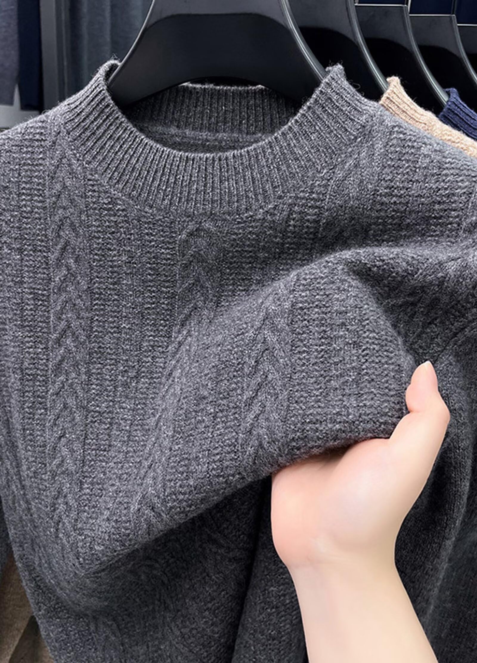 Maglione Uomo 100% Cashmere Girocollo Pullover Invernale in Maglia Elegante