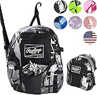 Rawlings REMIX Backpack Equipment Bag for T-Ball Youth Baseball Softball - Durable Organized Black Bag