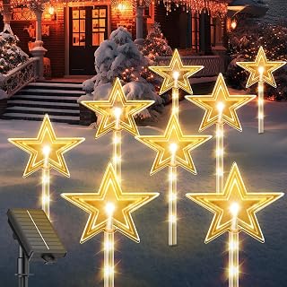NEEMO 10 Modi Weihnachtsstern Weihnachtsdeko Aussen, 8 Stück 32 LEDs Solar Weihnachtsbeleuchtung Außen, USB-C Solarlampen für Außen Stern Rasen Outdoor Beleuchtet Weihnachten Deko Geschenke