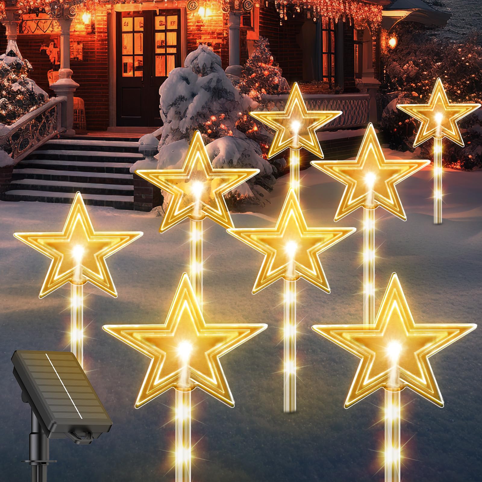 NEEMO 10 Modi Weihnachtsstern Weihnachtsdeko Aussen, 8 Stck 32 LEDs Solar  Weihnachtsbeleuchtung Auen, USB-C Solarlampen fr Auen Stern Rasen  Outdoor Beleuchtet Weihnachten Deko Geschenke : Amazon.de: Beleuchtung