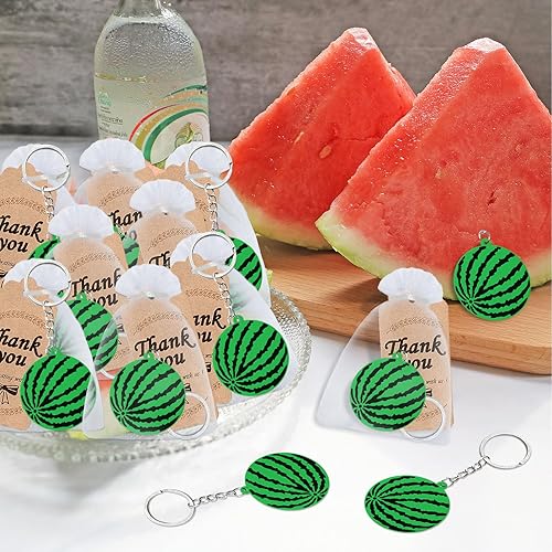 Miniatura 4 de El paquete de 60 llaveros de fiesta de sandía incluye 20 llaveros, 20 etiquetas de agradecimiento y 20 bolsas de regalos para baby shower, regalo de